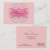 エレガントなピンクのラベル 名刺 (正面/裏面)