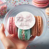 エレガントなピンクのリボン サンキュー ラウンドシール