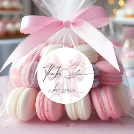 エレガントなピンクのリボン　サンキュー ラウンドシール