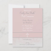 エレガントなピンクのレースの最初聖餐式の招待状 招待状 (正面)