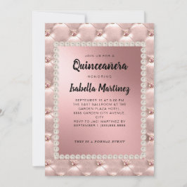 エレガントなピンクのローズゴールドのキンセアニエラ フォトパール 招待状