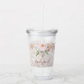 エレガントなピンクのローズ牡丹の花の大理石 アクリルタンブラー (正面)
