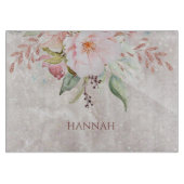 エレガントなピンクのローズ牡丹の花の大理石 カッティングボード (正面)