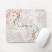 エレガントなピンクのローズ牡丹の花の大理石 マウスパッド (マウス)
