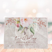 エレガントなピンクのローズ牡丹の花の結婚式の贈り物 ラージペーパーバッグ