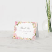 エレガントなピンクのローズ ブライダルシャワーの感謝カード サンキューカード (正面)