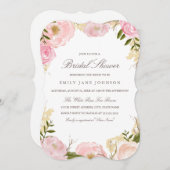 エレガントなピンクのローズ ブライダルシャワーの招待状 招待状 (正面/裏面)