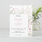 エレガントなピンクのワイルドフラルウェディング 招待状 (スタンド正面)