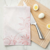 エレガントなピンクのヴィンテージ キッチンタオル (四つ折り)