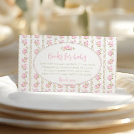 エレガントなピンクのヴィンテージ フラワーブック 赤ちゃんのために エンクロージャーカード