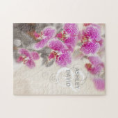 エレガントなピンクの写真の蘭の花 ジグソーパズル (横)