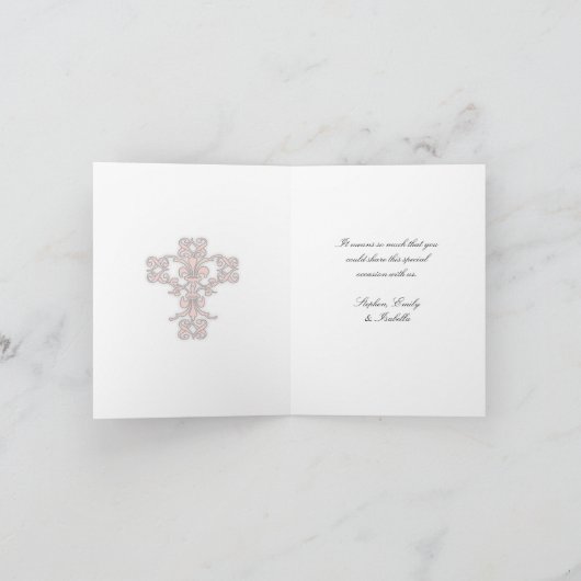 エレガントなピンクの写真 ありがとうカード 十字架 サンキューカード (内部)