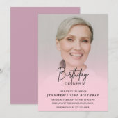 エレガントなピンクの写真 Dinner 92歳の誕生日 招待状 (正面/裏面)
