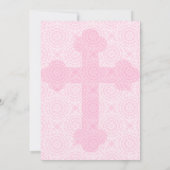 エレガントなピンクの十字のカスタムな洗礼の招待状 招待状 (裏面)