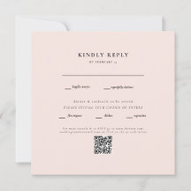 エレガントなピンクの四角い結婚式QRコードRSVP