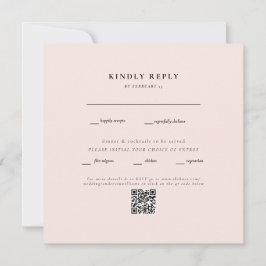 エレガントなピンクの四角い結婚式QRコードRSVP