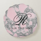 エレガントなピンクの大理石のモノグラムの円形の装飾用クッション ラウンドクッション (裏面)