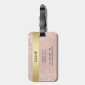 エレガントなピンクの大理石の金ゴールドのモノグラムの手紙のイニシャル ラゲッジタグ (裏面縦)