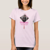 エレガントなピンクの女子卒業生写真 学校名 Tシャツ (正面)