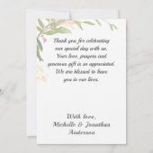 エレガントなピンクの庭の花 緑の植物 写真 サンキューカード (裏面)