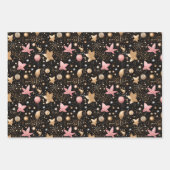 エレガントなピンクの星模様タイル ラッピングペーパーシート (正面3)