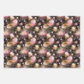 エレガントなピンクの星模様タイル ラッピングペーパーシート (正面2)