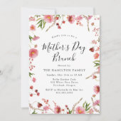 エレガントなピンクの春の花の母の日ブランチ 招待状 (正面)