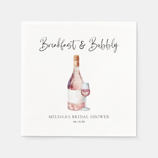 エレガントなピンクの朝食 & バブル ブライズシャワー スタンダードカクテルナプキン (正面)