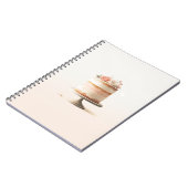 エレガントなピンクの桃の花のケーキ ウェディングゲストブック ノートブック (左側)