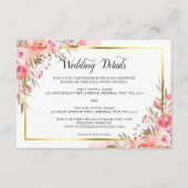 エレガントなピンクの桃の花の水彩画 ゴールドのディテール エンクロージャーカード (正面)