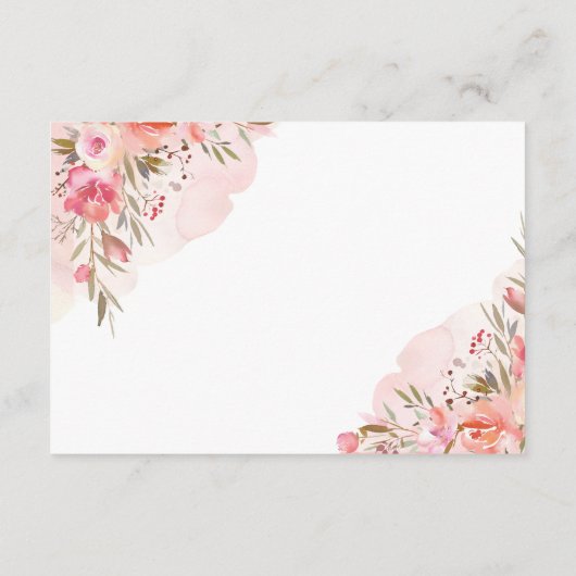 エレガントなピンクの桃の花の水彩画 ゴールドのディテール エンクロージャーカード (裏面)