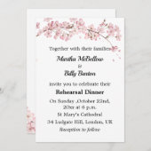 エレガントなピンクの桜のリハーサルディナー 招待状 (正面/裏面)