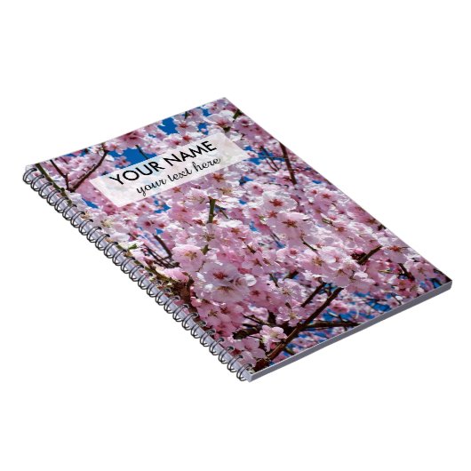 エレガントなピンクの桜の木の写真 ノートブック (右側)