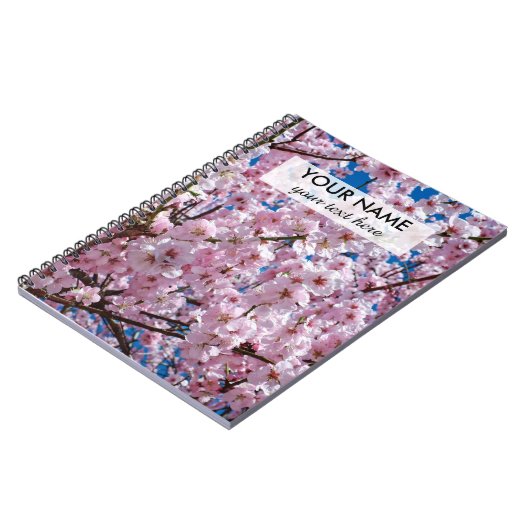 エレガントなピンクの桜の木の写真 ノートブック (左側)