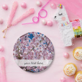 エレガントなピンクの桜の木の写真 ペーパープレート (パーティー)