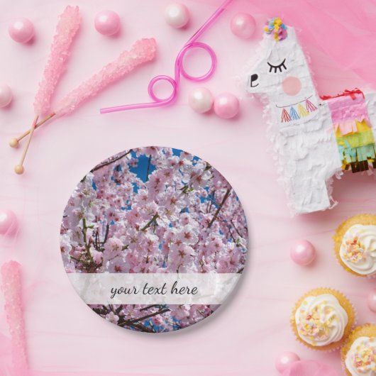 エレガントなピンクの桜の木の写真 ペーパープレート (パーティー)