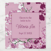 エレガントなピンクの桜の花のブライダルシャワー ワインラベル (シングルラベル)