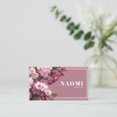 エレガントなピンクの桜の花 フローラル ゴールドフレーム 名刺 (スタンド正面)