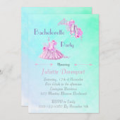 エレガントなピンクの水彩バレエバチェロレッテパーティー 招待状 (正面/裏面)