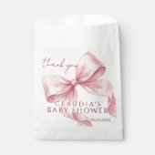エレガントなピンクの水彩ボウベイビーシャワー フェイバーバッグ (正面)