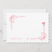 エレガントなピンクの水彩ボウ　パーソナライズド ノートカード (正面)