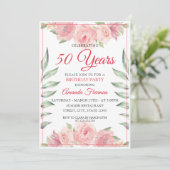 エレガントなピンクの水彩ローズの母の誕生日 招待状 (スタンド正面)