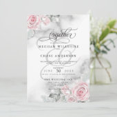 エレガントなピンクの水彩ローズ 招待状 (スタンド正面)