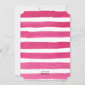 エレガントなピンクの水彩画のストライプな結婚式招待状 招待状 (裏面)