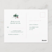 エレガントなピンクの水彩画のマグノリアの結婚式の出欠確認カード ポストカード (裏面)