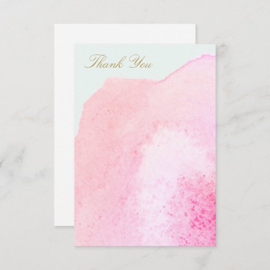 エレガントなピンクの水彩画の感謝メッセージ サンキューカード (正面/裏面)