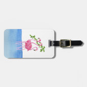 エレガントなピンクの水彩画の手塗りのフラミンゴ ラゲッジタグ (正面横)