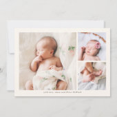 エレガントなピンクの水彩画の花の誕生の発表 招待状 (裏面)