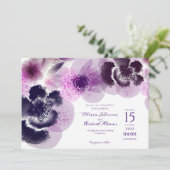 エレガントなピンクの水彩花のウェディング 招待状 (スタンド正面)