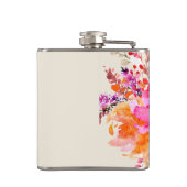 エレガントなピンクの水彩花のカスタム ブライダル パーティー フラスク (裏面)